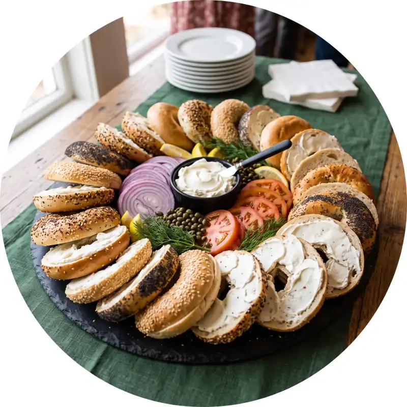 Bagel platter with cream cheese