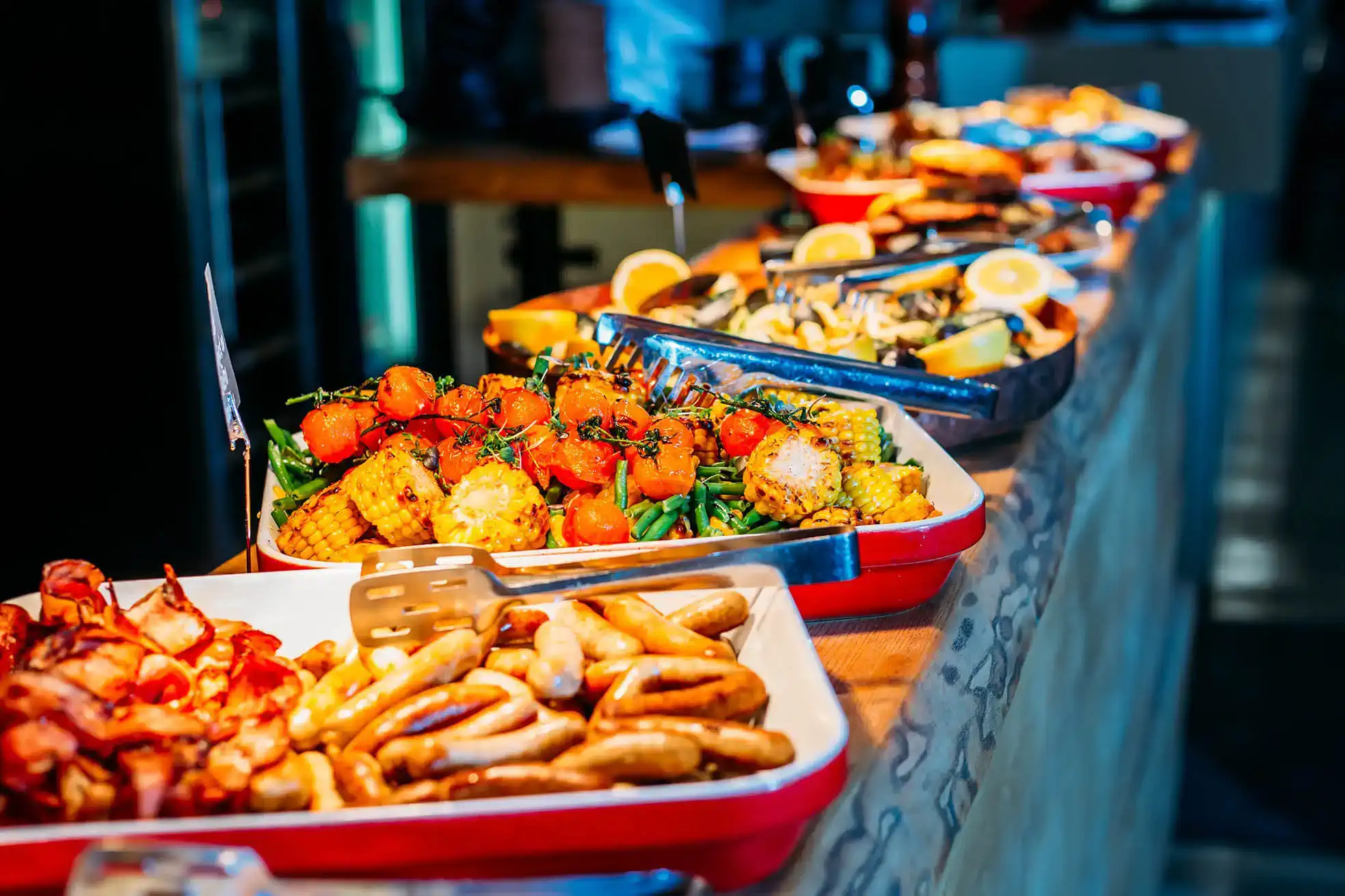 Hot catering line set up for an Orlando event