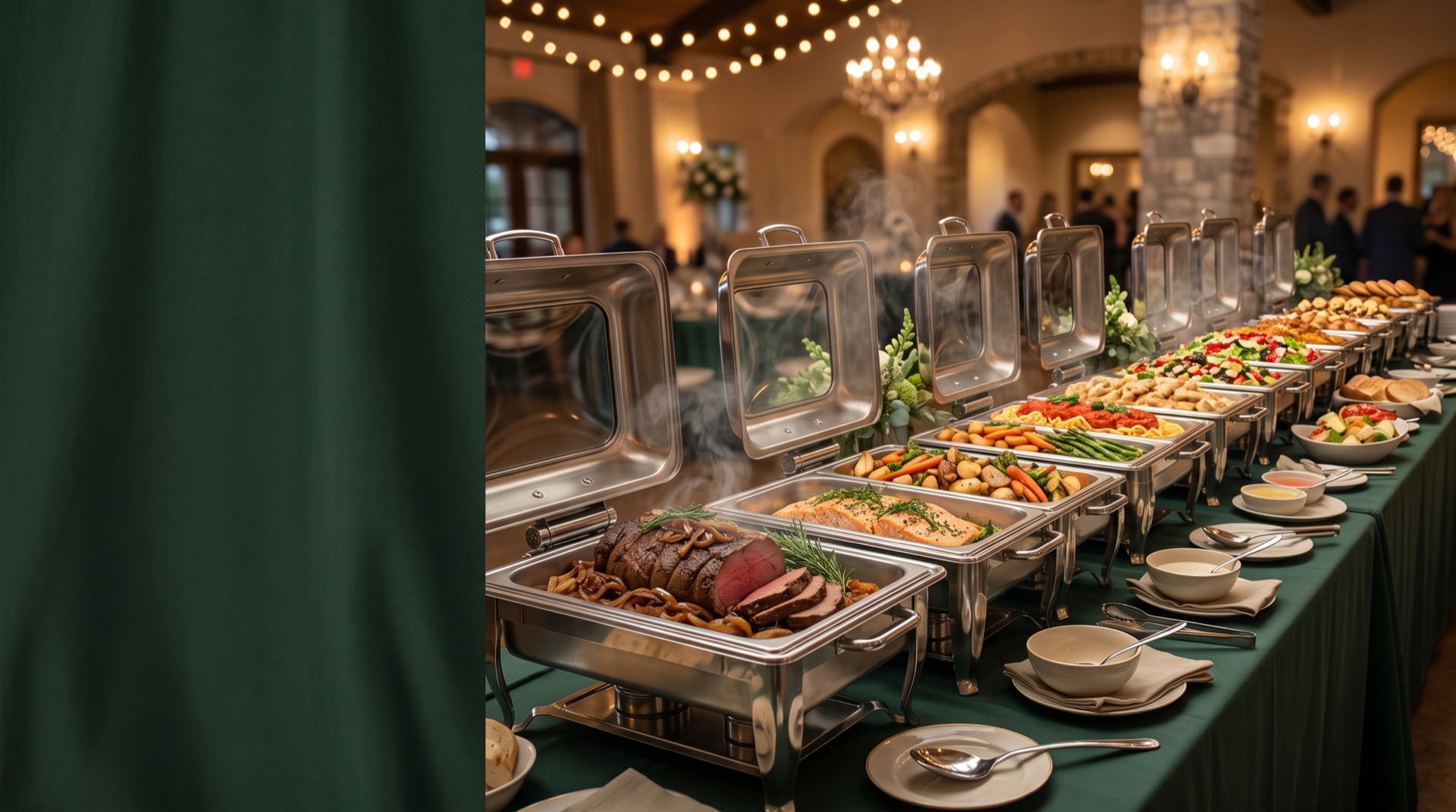 Catered buffet line set up for an event in Lake Nona, Orlando